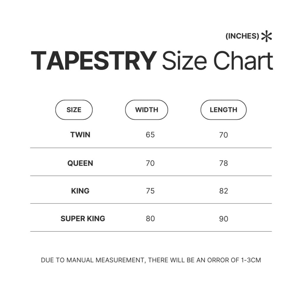 Tapestry Size Chart 1 - Anime Tapestry UK Store