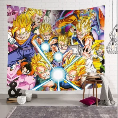 2024 New Dragon Ball Tapestry Hanging Party Photography Wall Hanging Goku Beach Room Decor Cloth Carpet 10 - Anime Tapestry UK Store