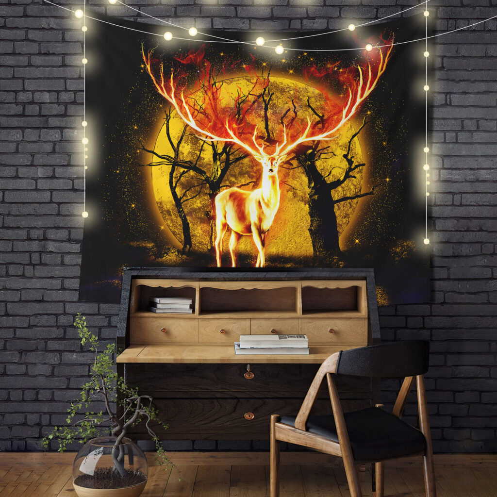 Deer Fire - Anime Tapestry UK Store