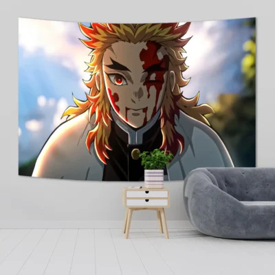 Japanese Anime Tapestry Wall Hanging Hippie Room Decor Demons Slayer Anime Cloth Wall Tapestry Bedroom Background 10 - Anime Tapestry UK Store
