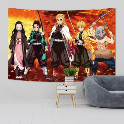 Japanese Anime Tapestry Wall Hanging Hippie Room Decor Demons Slayer Anime Cloth Wall Tapestry Bedroom Background 9 - Anime Tapestry UK Store