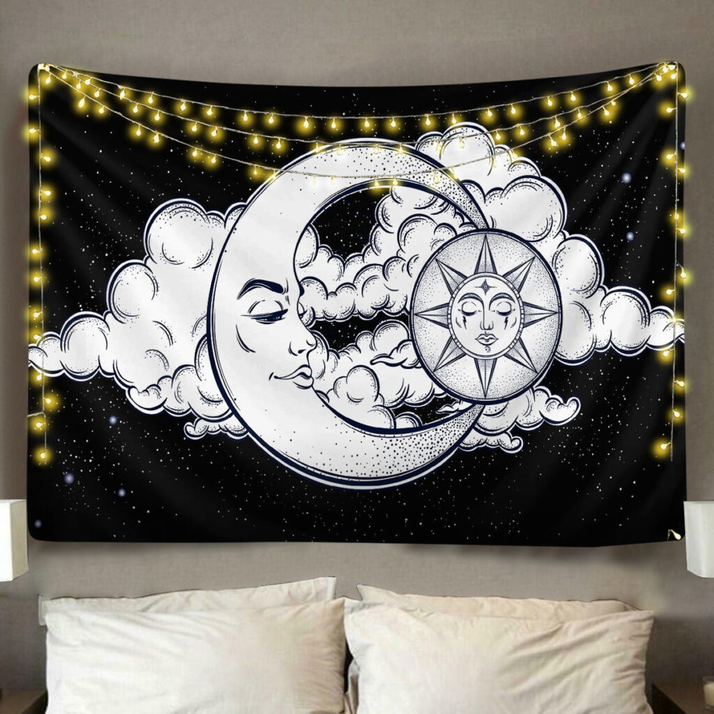 Vintagehanddrawnmoon sunandnightsky.2 2x c5acf9bf e5b8 4aca a82c - Anime Tapestry UK Store