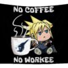chibi cloud no coffee no workee final fantasy 7 moore ward - Anime Tapestry UK Store