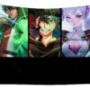classic photo japanese characters black anime clover gleam shinny transparent - Anime Tapestry UK Store