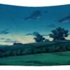 dark green fields house and path ghibli landscape jhans butterblumenhaus - Anime Tapestry UK Store