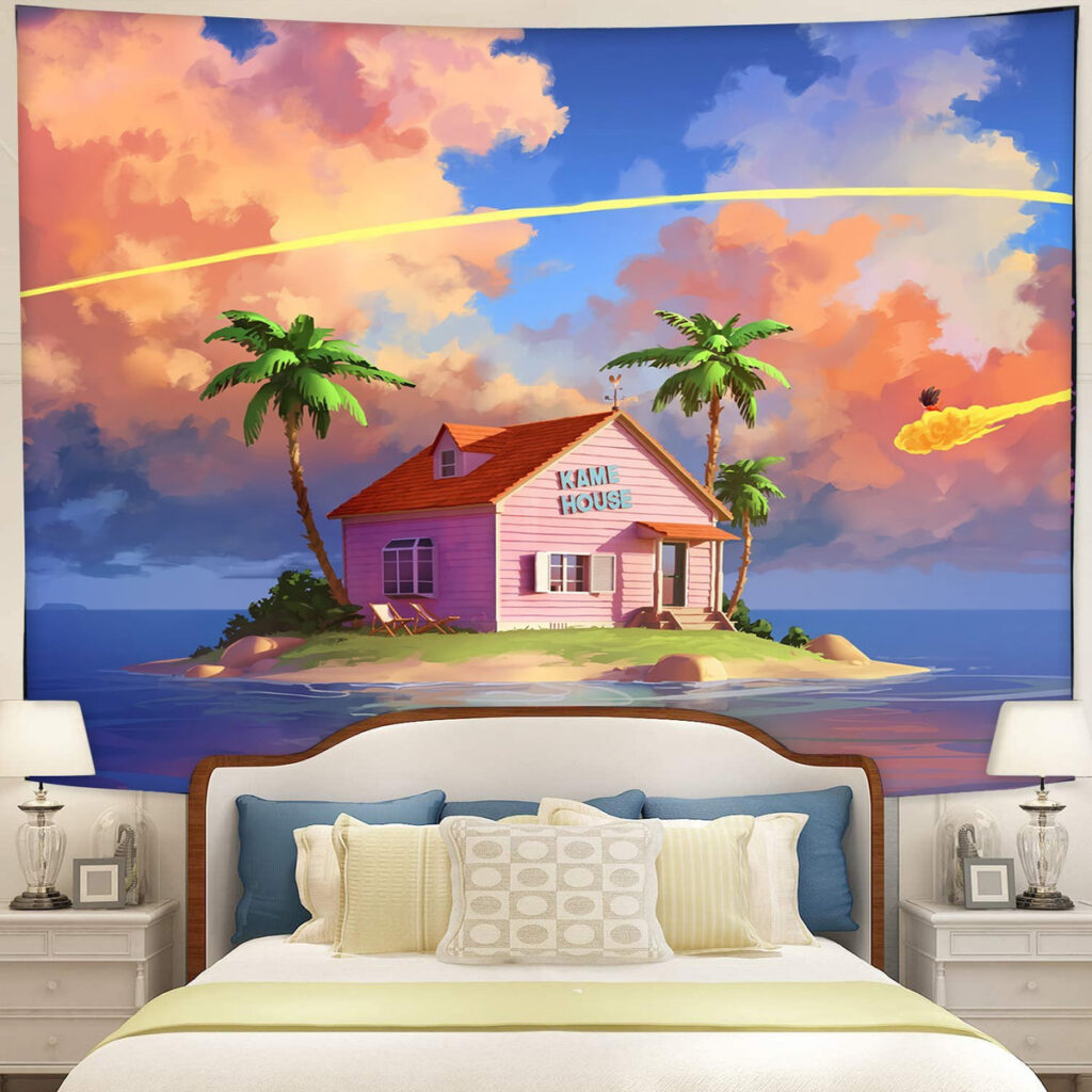 dragon ball kame house anime tapestry room decor - Anime Tapestry UK Store