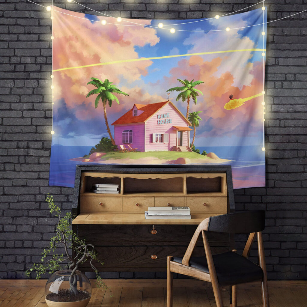 dragon ball kame house anime tapestry room decor - Anime Tapestry UK Store