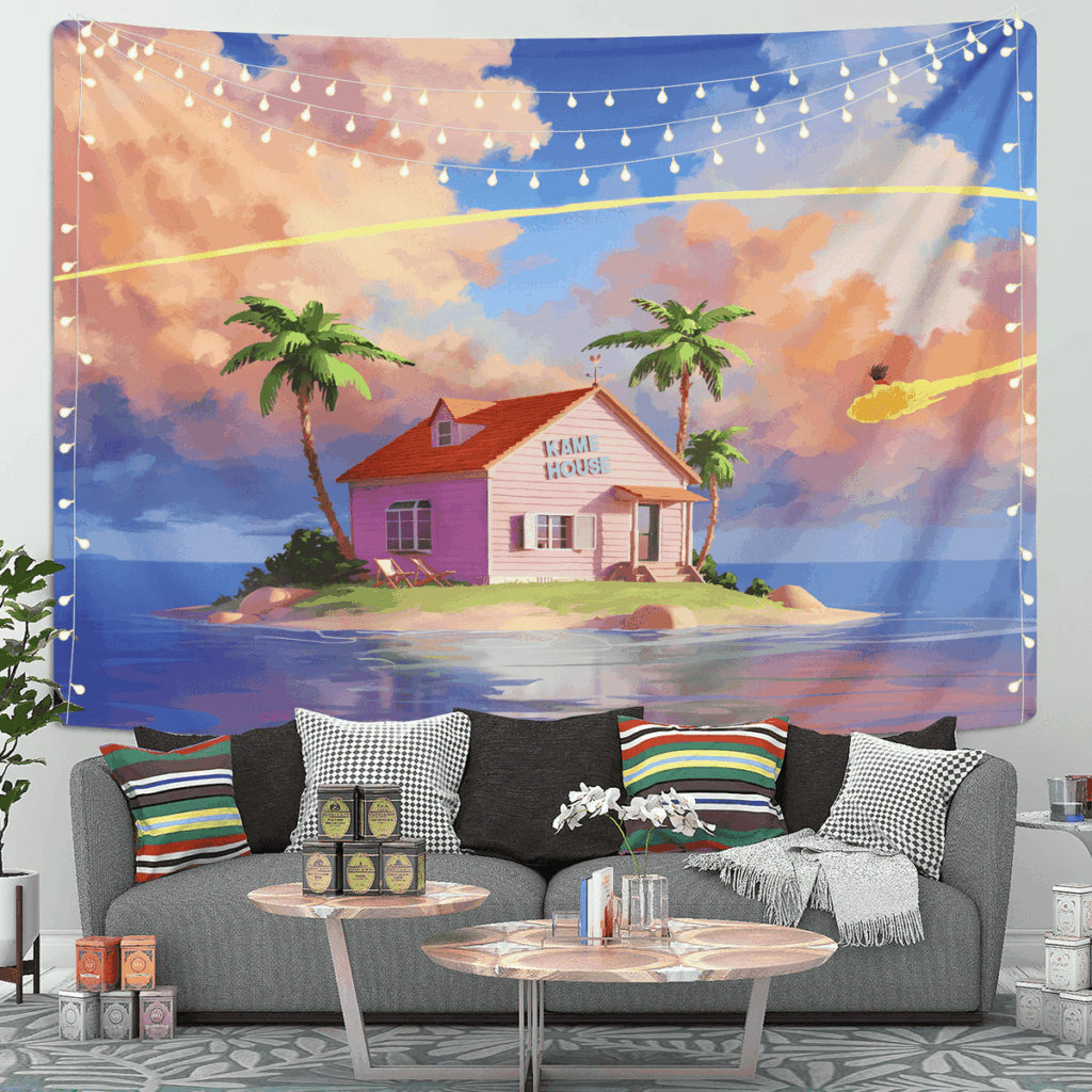 dragon ball kame house anime tapestry room decor - Anime Tapestry UK Store
