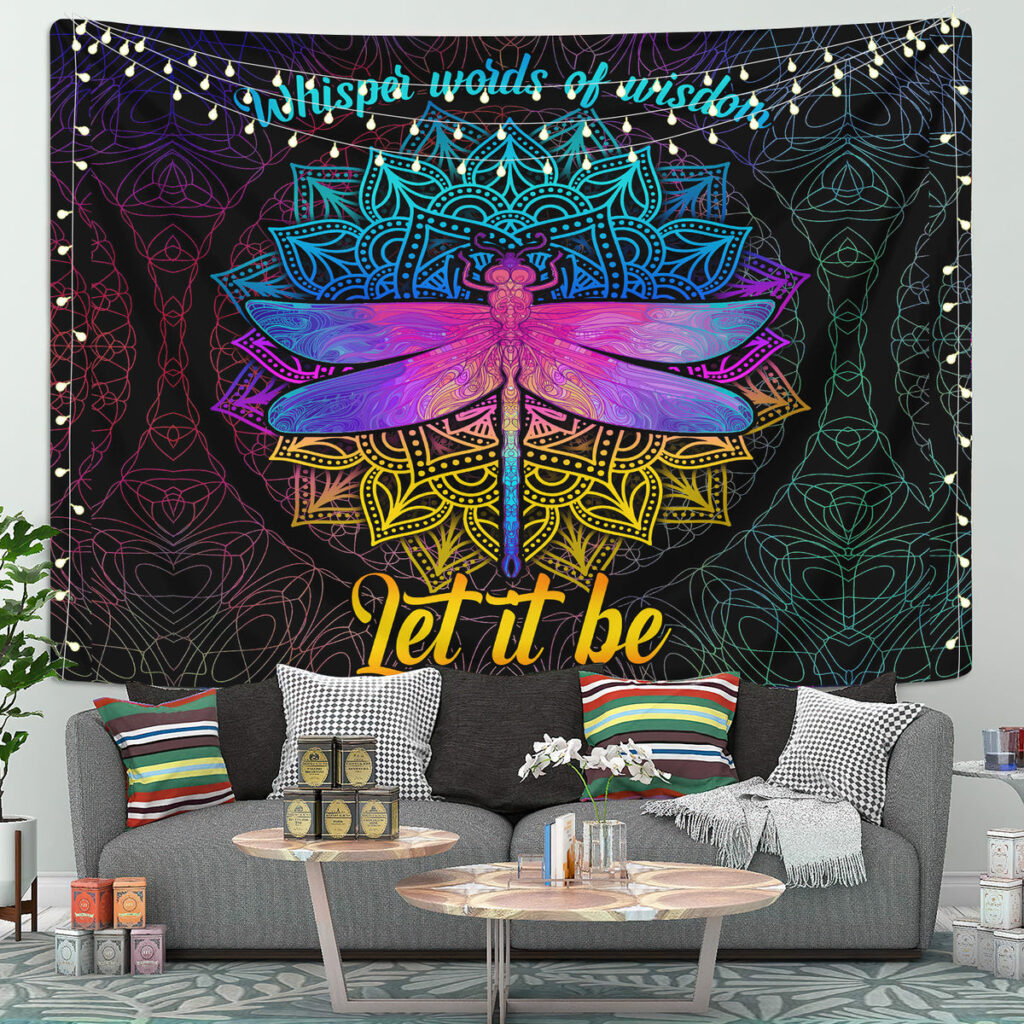 dragonfly mandala let it - Anime Tapestry UK Store