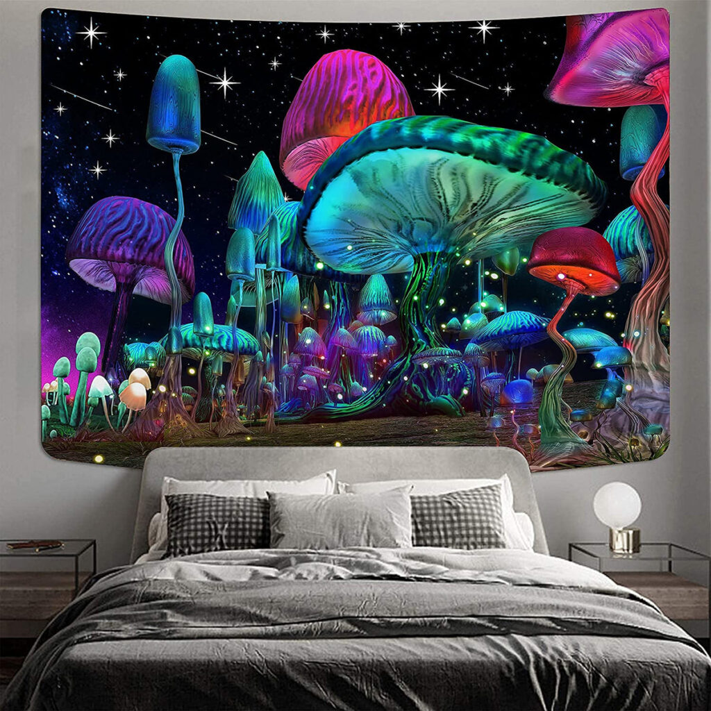 fantasy mushroom night tapestry room decor - Anime Tapestry UK Store