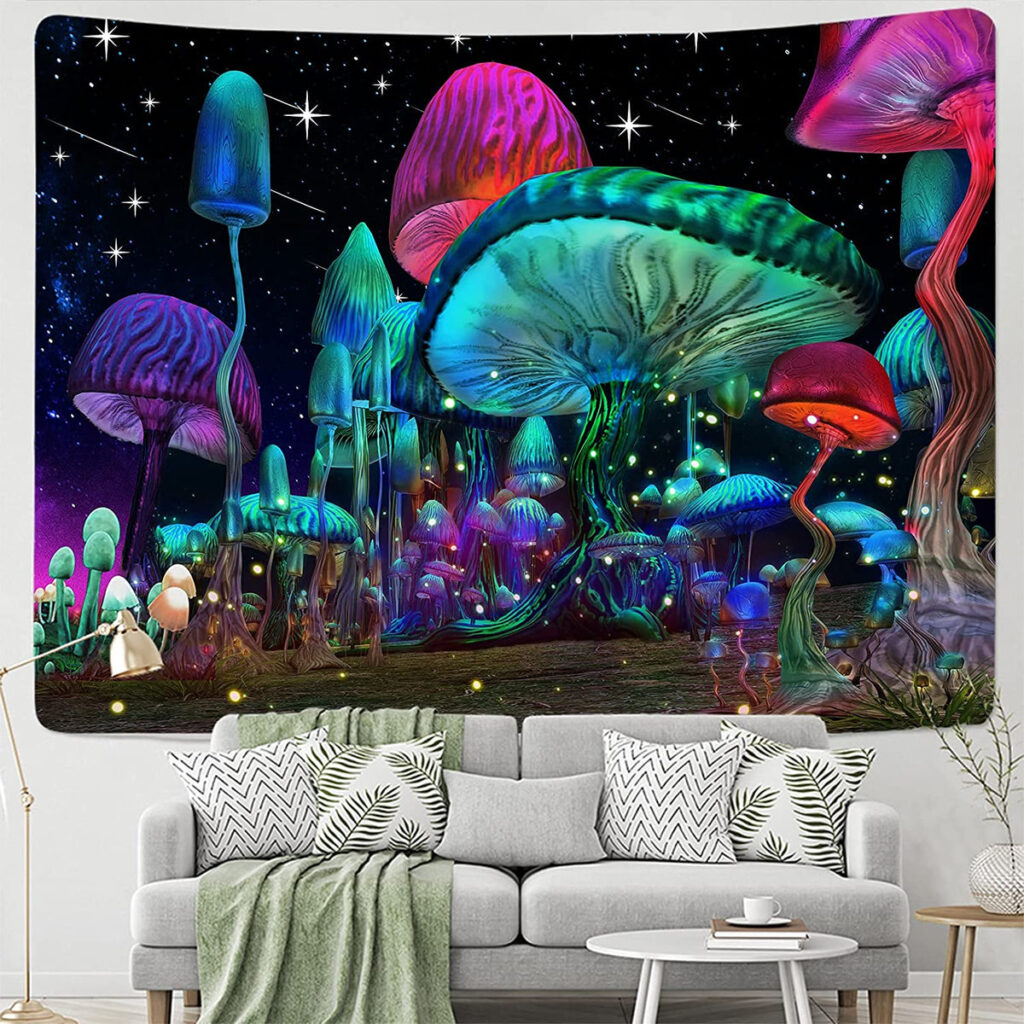 fantasy mushroom night tapestry room decor - Anime Tapestry UK Store