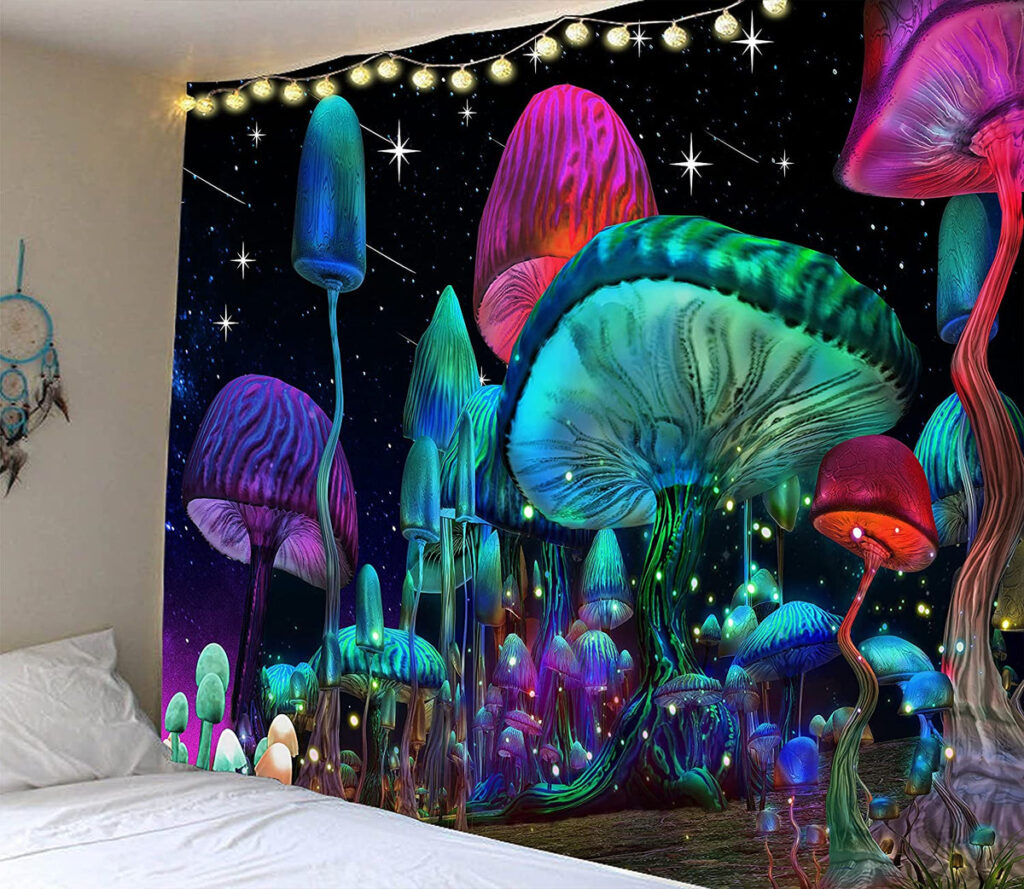 fantasy mushroom night tapestry room decor - Anime Tapestry UK Store