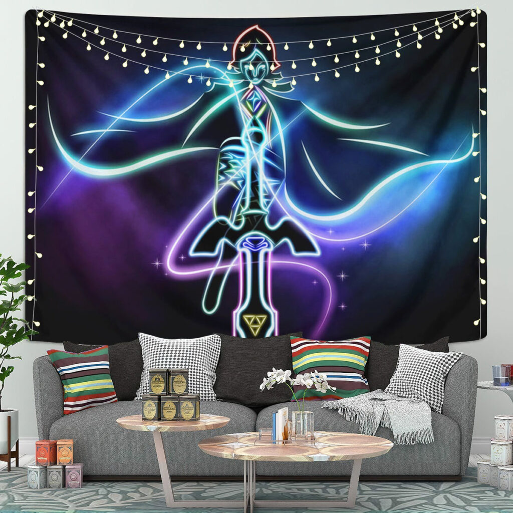 fee and the master sword the legend of zelda tapestry room decor - Anime Tapestry UK Store