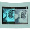 glow in the dark howls moving castle gift black and white painting original studio ghibli galina povhanych - Anime Tapestry UK Store