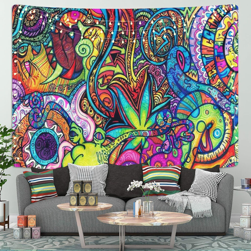 hippie psychedelic abstract tapestry room decor - Anime Tapestry UK Store