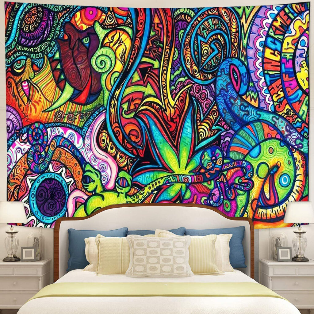 hippie psychedelic abstract tapestry room decor - Anime Tapestry UK Store