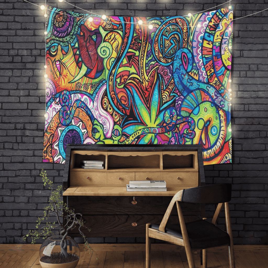 hippie psychedelic abstract tapestry room decor - Anime Tapestry UK Store