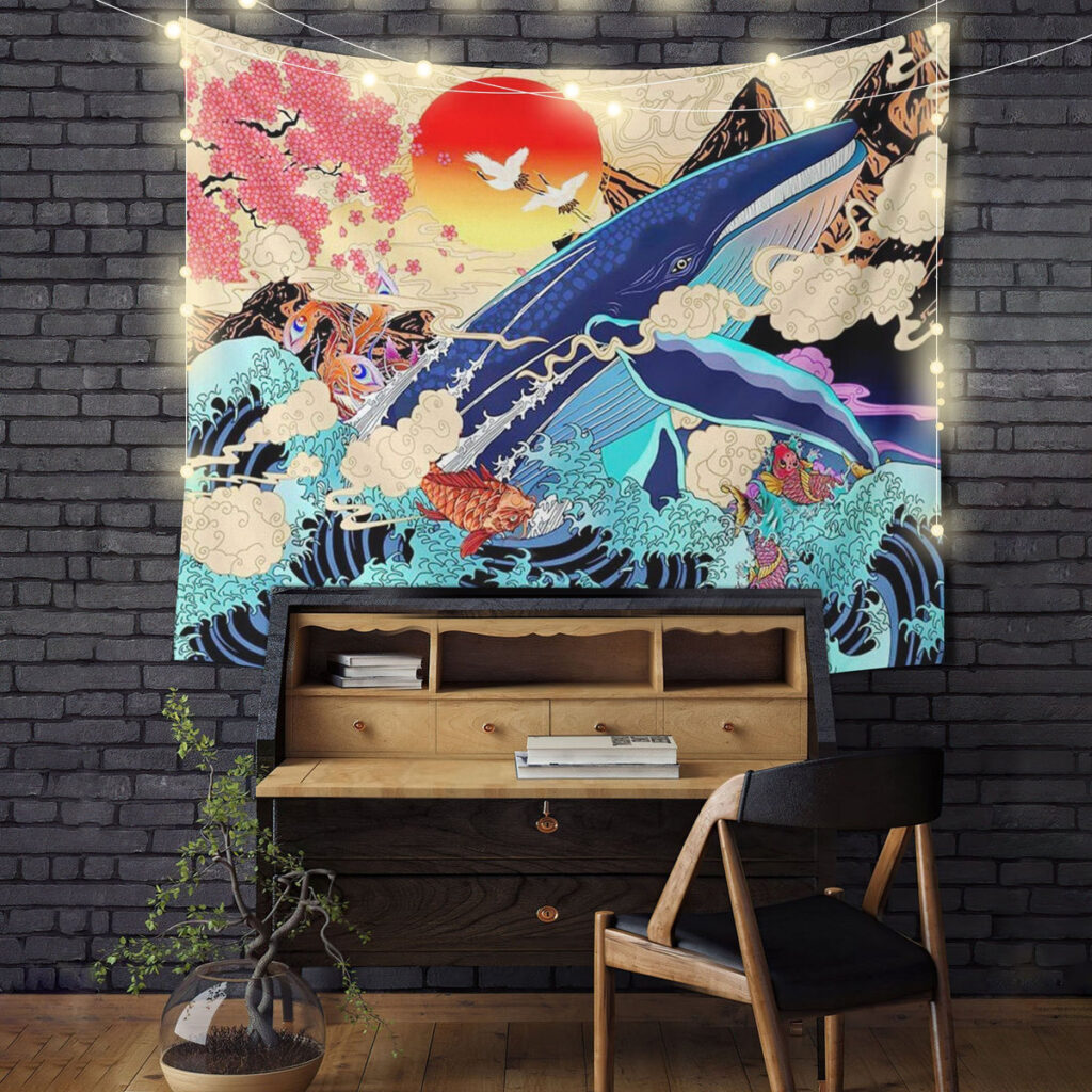 hokusai japanese tapestry room decor - Anime Tapestry UK Store