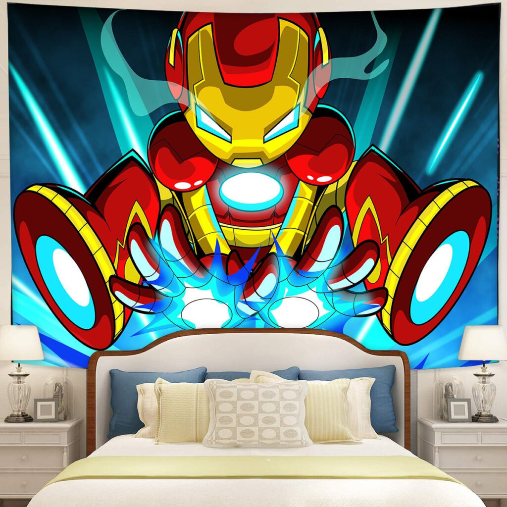 iron man cartoon digital art tapestry room decor - Anime Tapestry UK Store