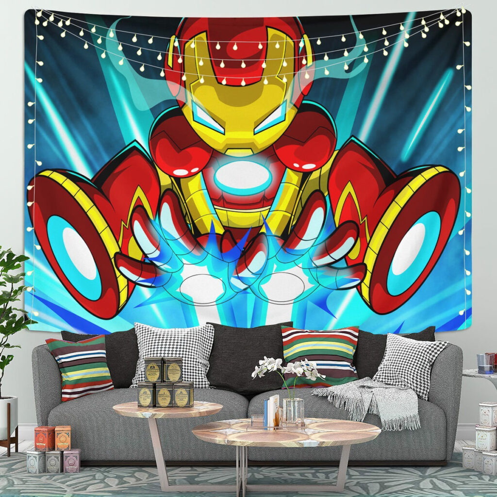 iron man cartoon digital art tapestry room decor - Anime Tapestry UK Store