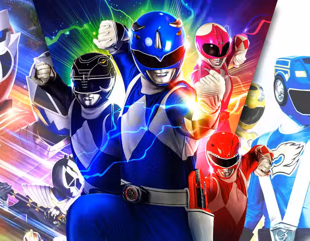 split images of power rangers cosmic fury mighty morphin and rpm - Anime Tapestry UK Store